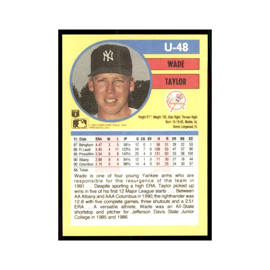 1991 Fleer Update Wade Taylor Baseball Cards #U-48