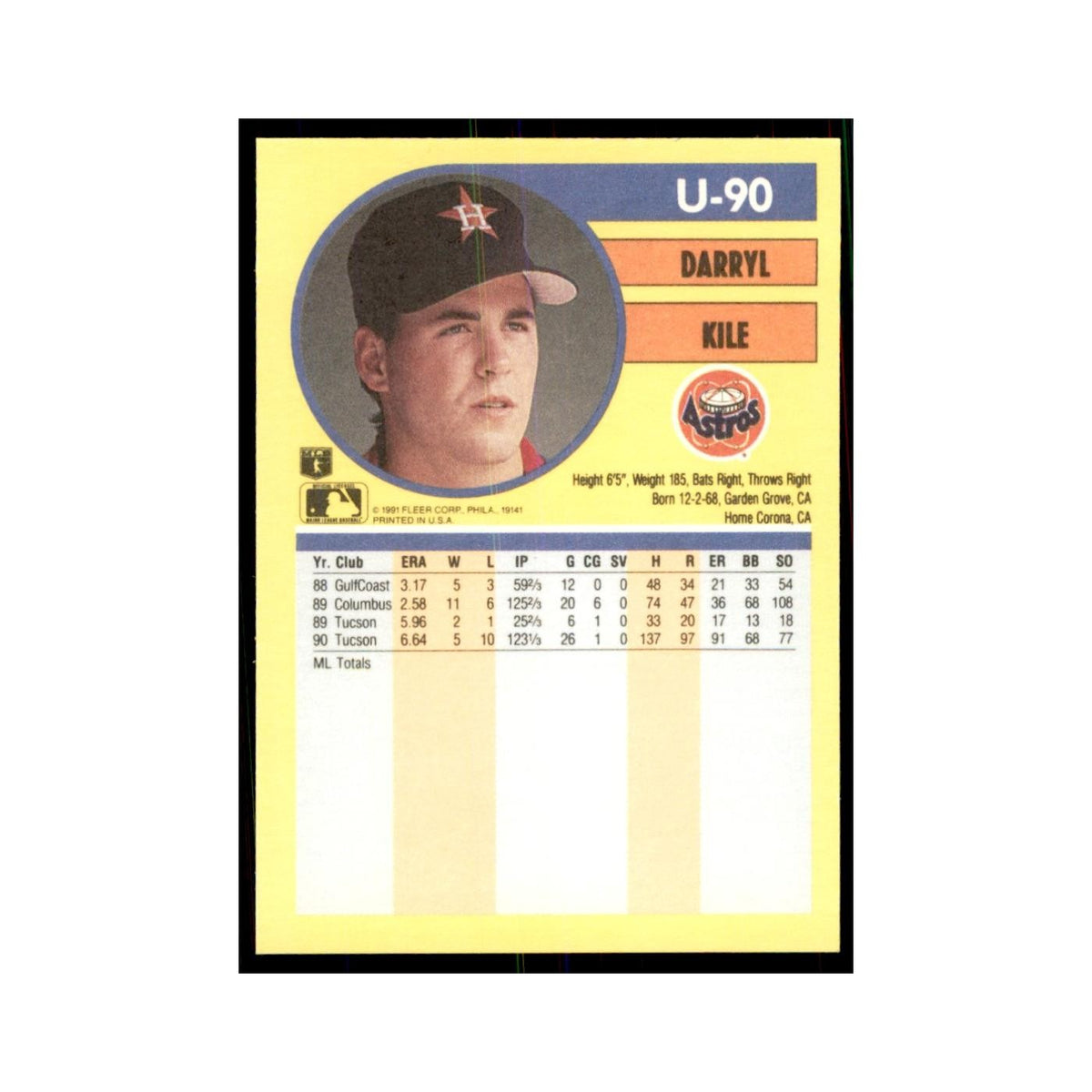 1991 Fleer Update Darryl Kile Baseball Cards #U-90