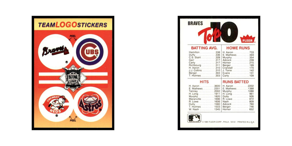 1991 Fleer Update Braves/Cubs/Reds/Astros Baseball Cards #nan