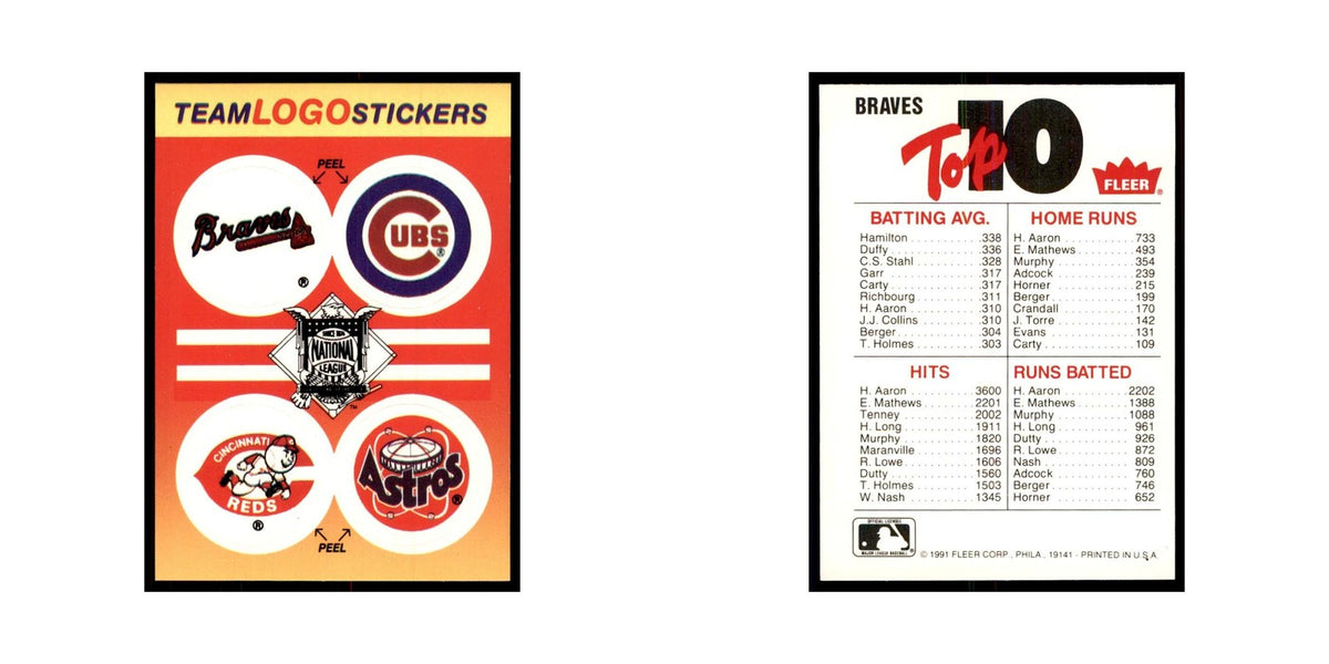 1991 Fleer Update Braves/Cubs/Reds/Astros Baseball Cards #nan