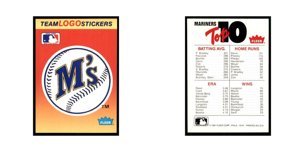 1991 Fleer Update Mariners Baseball Cards #nan
