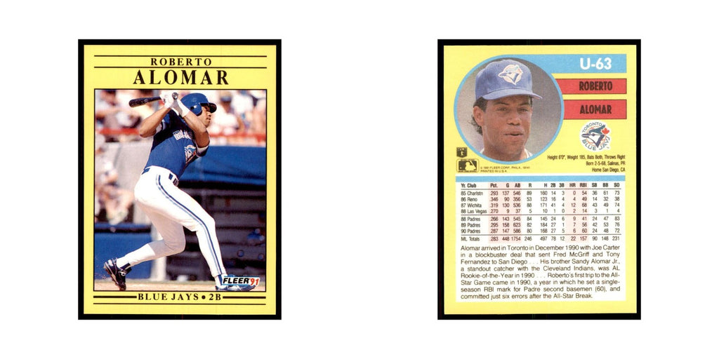 1991 Fleer Update Roberto Alomar Baseball Cards #U-63