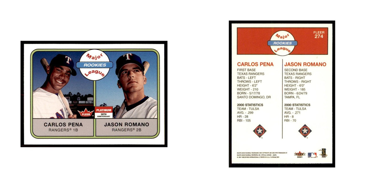 2001 Fleer Platinum Carlos Pena/Jason Romano Baseball Cards #274