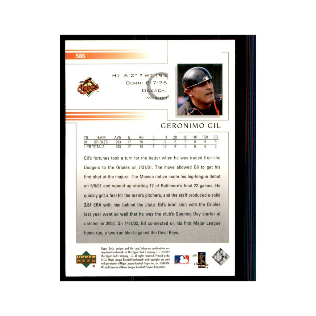 2002 Upper Deck Geronimo Gil Baseball Cards #586