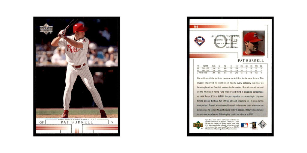 2002 Upper Deck Pat Burrell Baseball Cards #702
