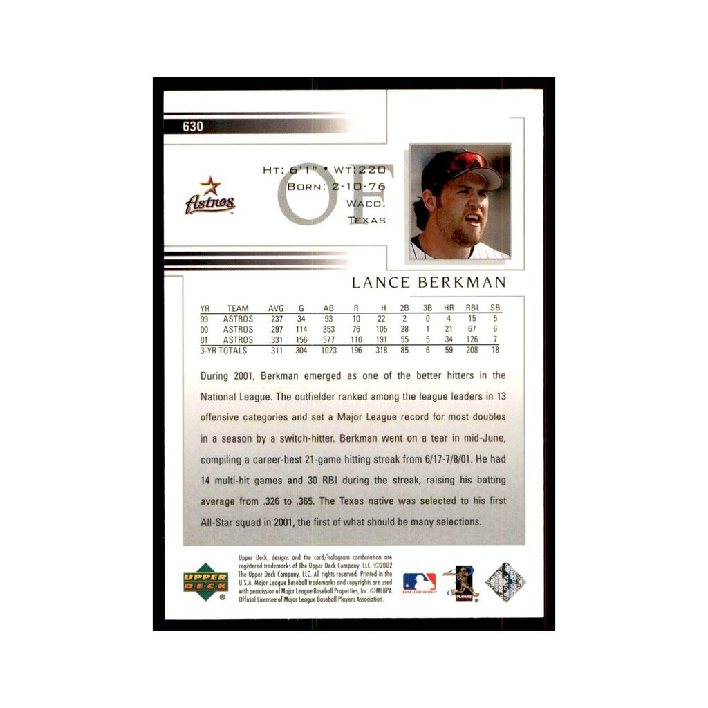 2002 Upper Deck Lance Berkman Baseball Cards #630