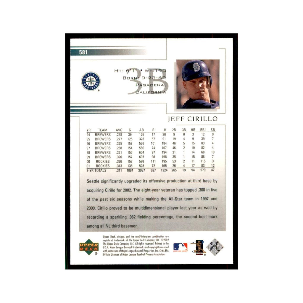 2002 Upper Deck Jeff Cirillo Baseball Cards #581