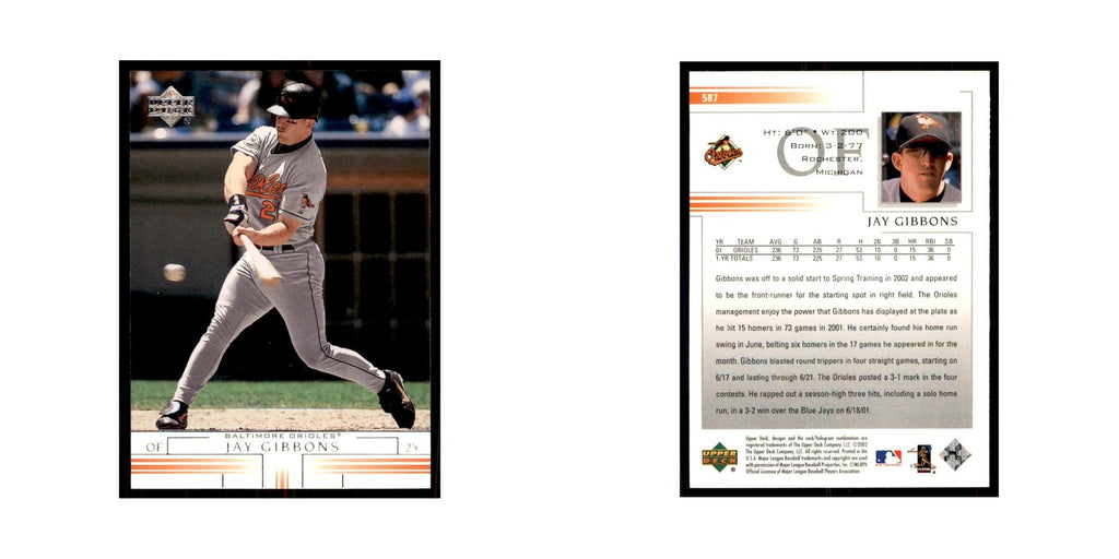 2002 Upper Deck Jay Gibbons Baseball Cards #587