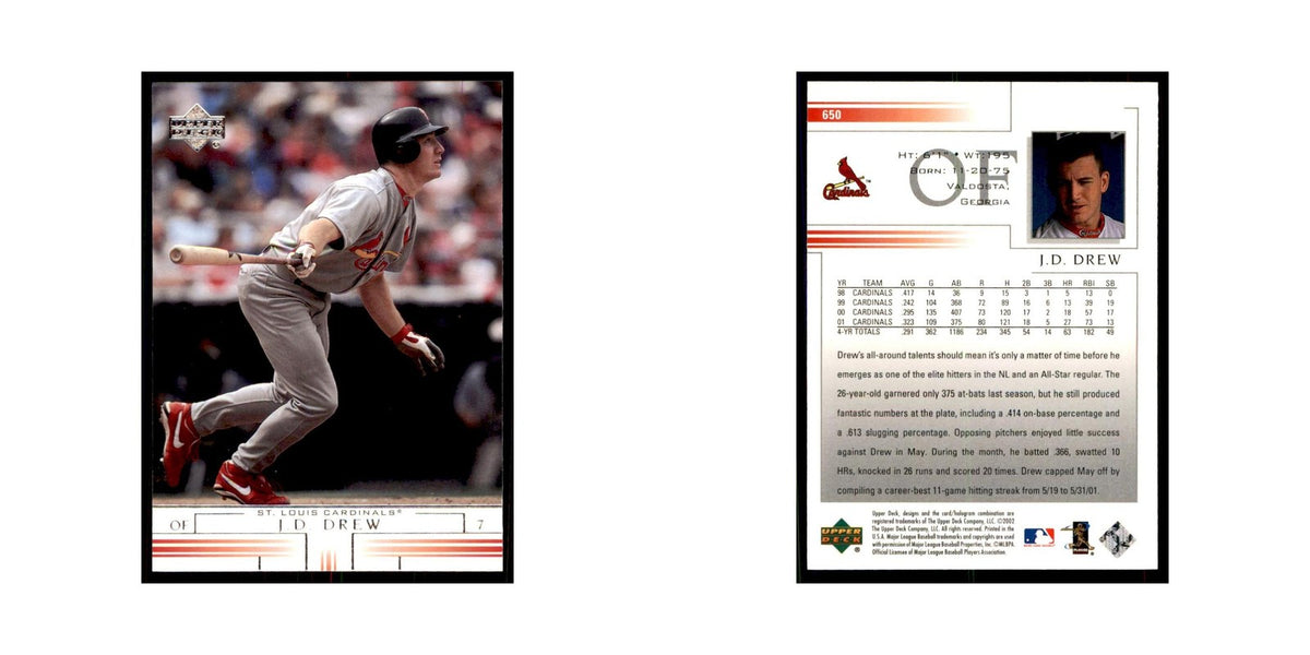 2002 Upper Deck J.D. Drew Baseball Cards #650
