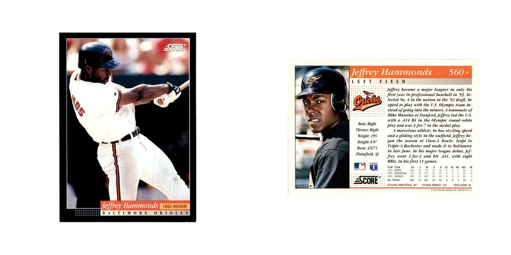 1994 Score Jeffrey Hammonds Baseball Cards #560