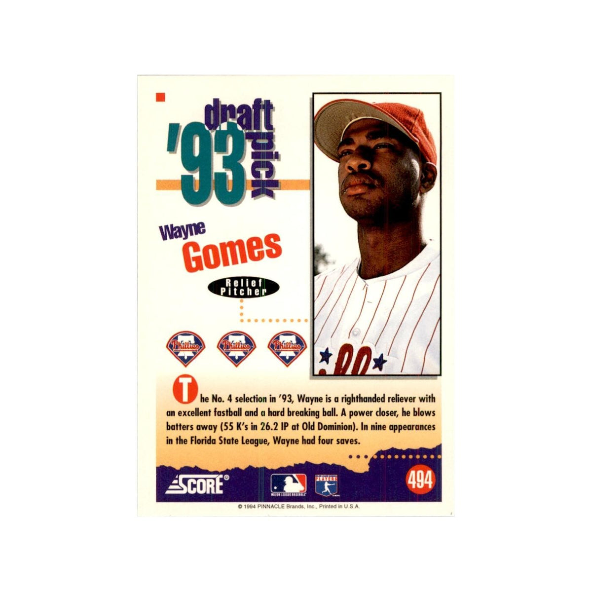 1994 Score Wayne Gomes Baseball Cards #494