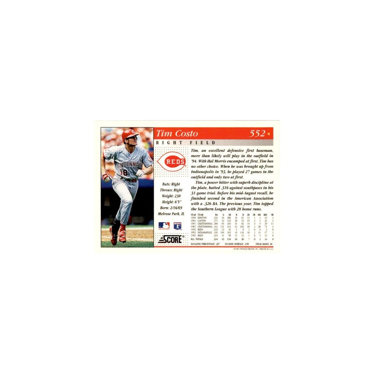 1994 Score Tim Costo Baseball Cards #552
