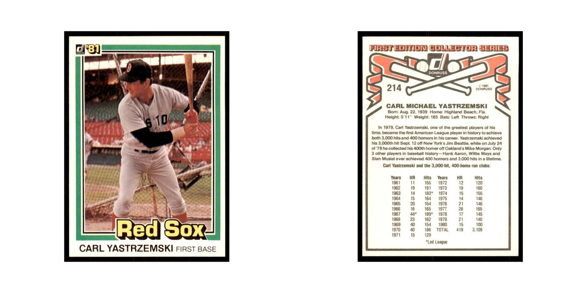 1981 Donruss Carl Yastrzemski Baseball Cards #214.0