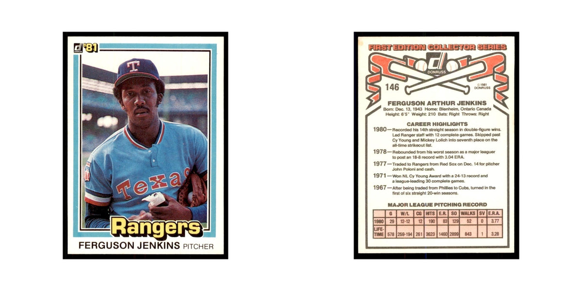 1981 Donruss Ferguson Jenkins Baseball Cards #146.0
