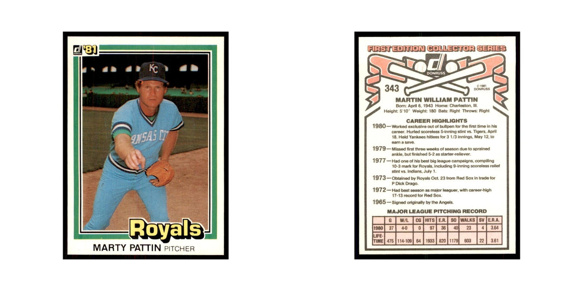 1981 Donruss Marty Pattin Baseball Cards #343.0