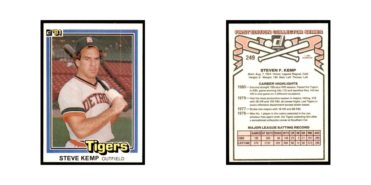 1981 Donruss Steve Kemp Baseball Cards #249.0