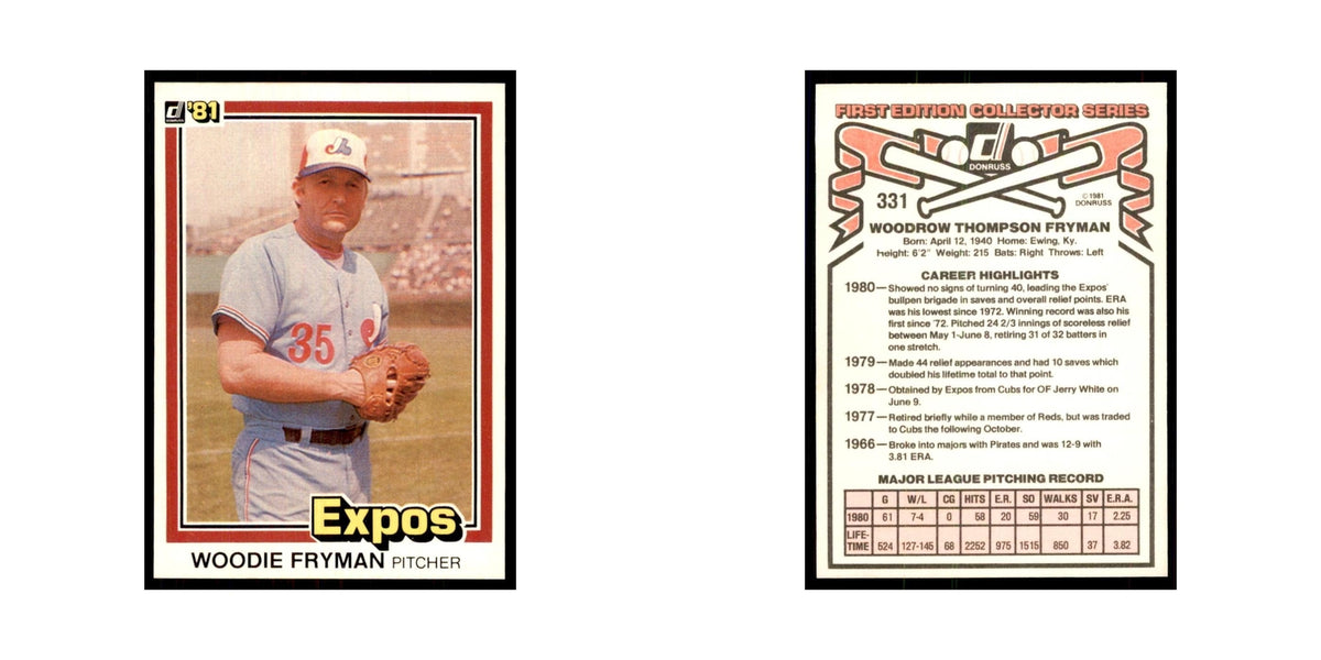 1981 Donruss Woodie Fryman Baseball Cards #331.0