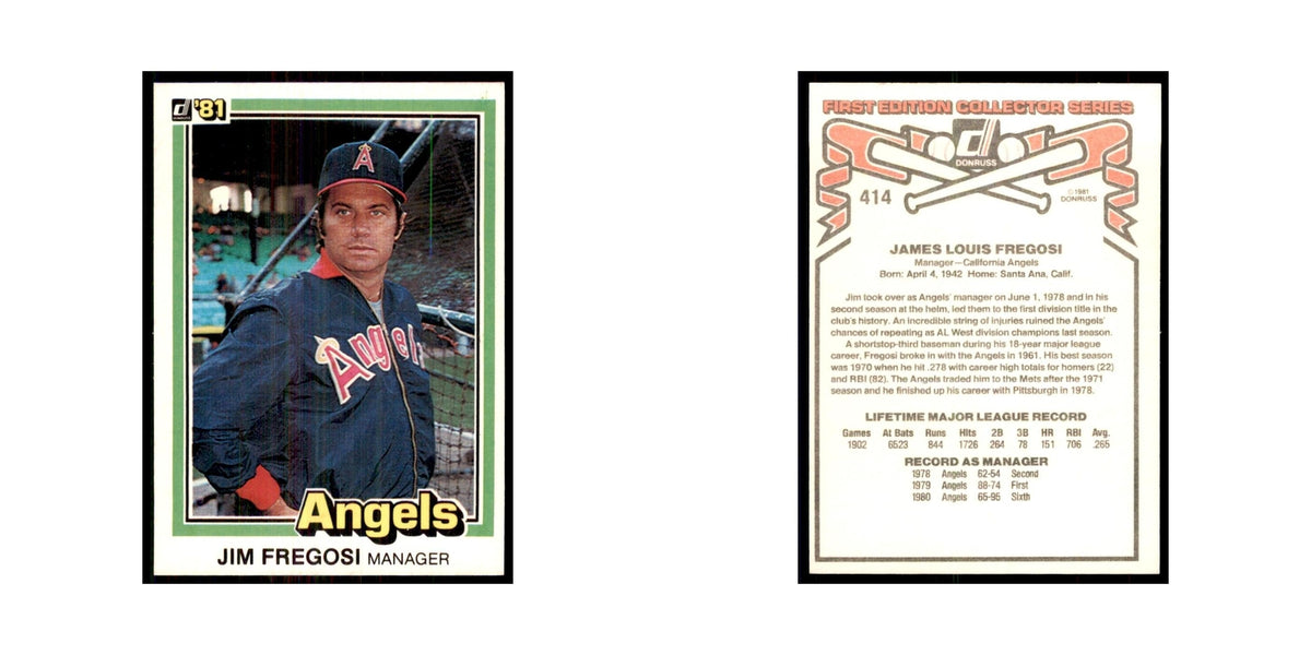 1981 Donruss Jim Fregosi Baseball Cards #414