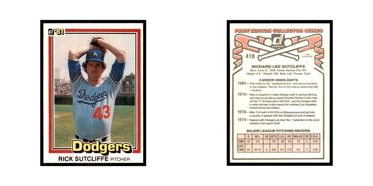 1981 Donruss Rick Sutcliffe Baseball Cards #418