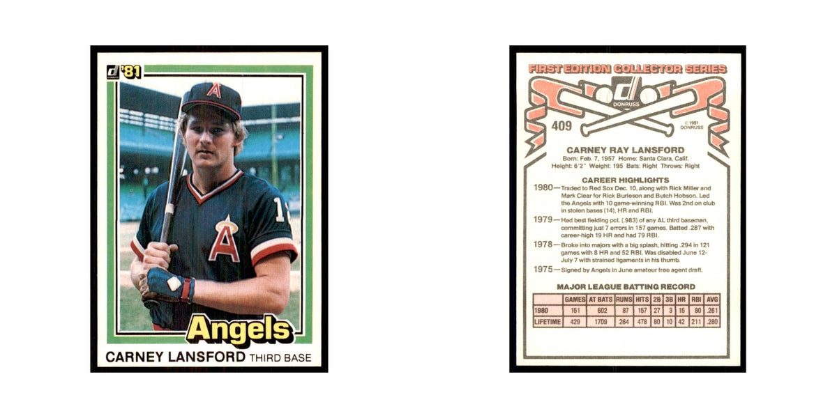 1981 Donruss Carney Lansford Baseball Cards #409