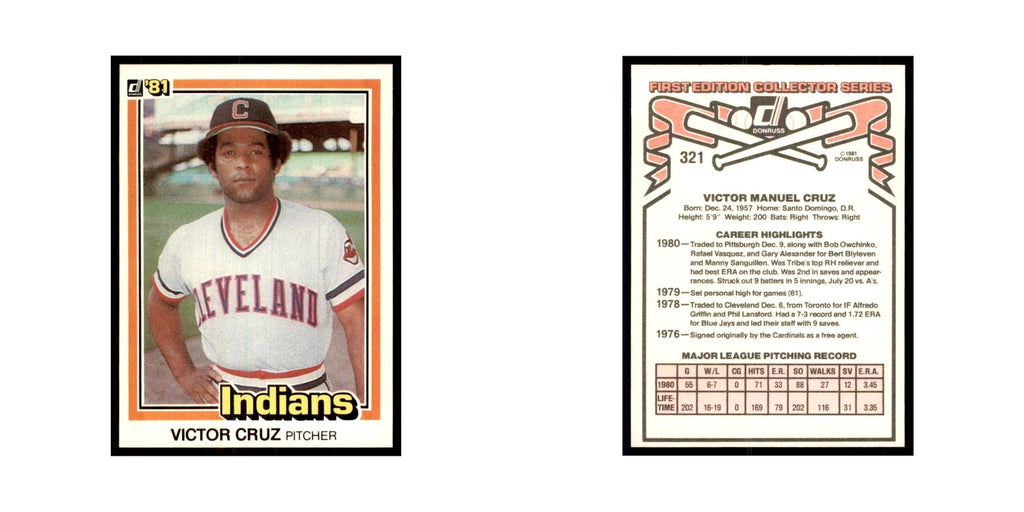 1981 Donruss Victor Cruz Baseball Cards #321