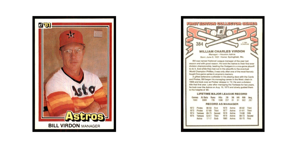 1981 Donruss Bill Virdon Baseball Cards #384