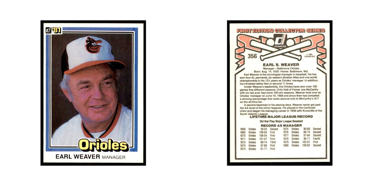 1981 Donruss Earl Weaver Baseball Cards #356