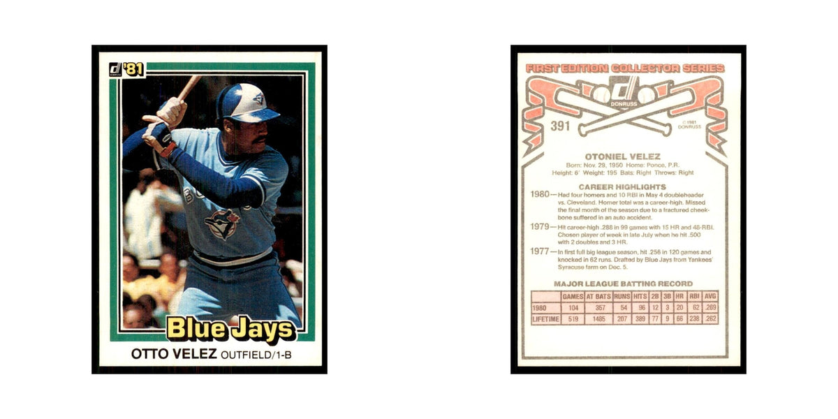 1981 Donruss Otto Velez Baseball Cards #391