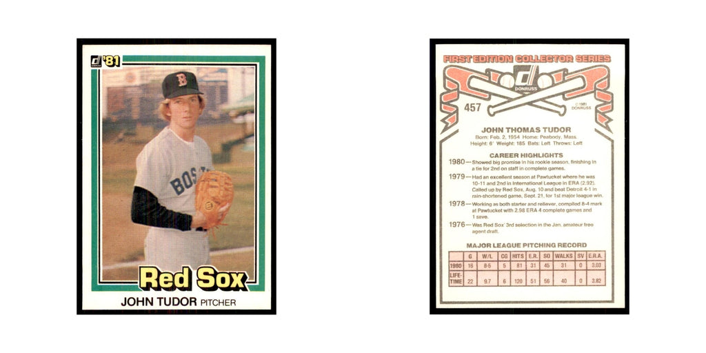 1981 Donruss John Tudor Baseball Cards #457