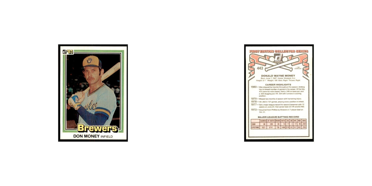 1981 Donruss Don Money Baseball Cards #443.0