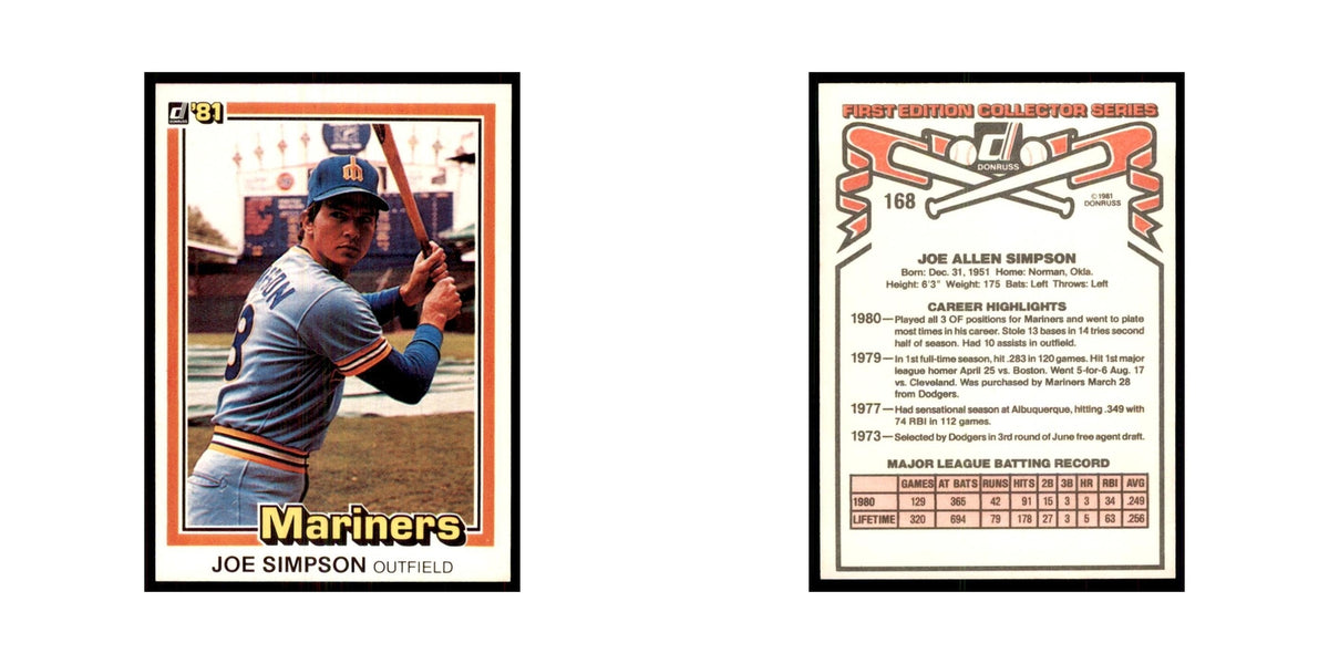 1981 Donruss Joe Simpson Baseball Cards #168.0