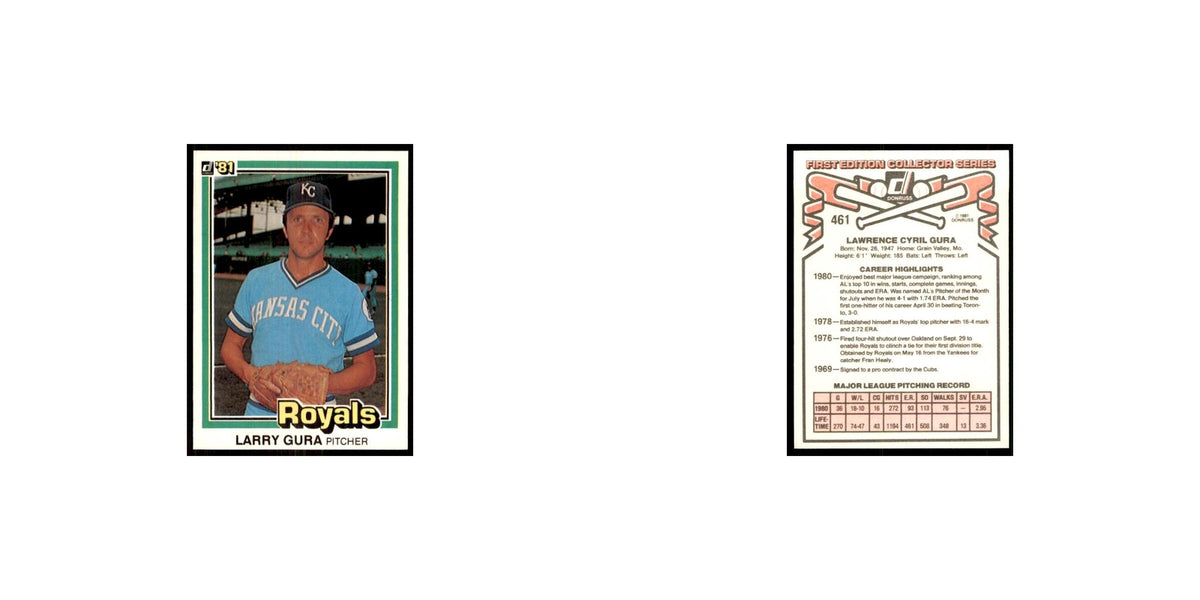 1981 Donruss Larry Gura Baseball Cards #461.0