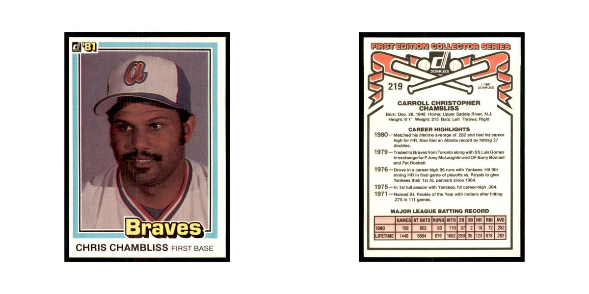 1981 Donruss Chris Chambliss Baseball Cards #219.0