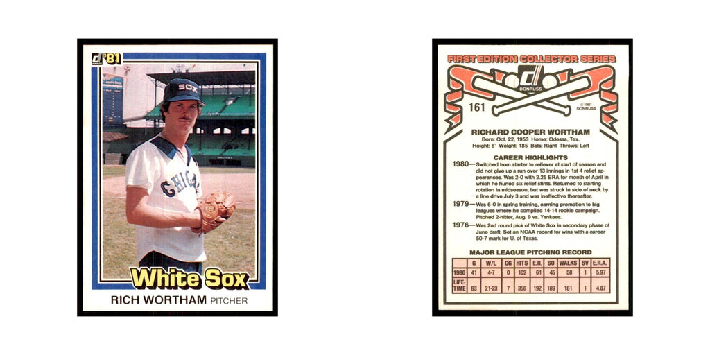 1981 Donruss Rich Wortham Baseball Cards #161.0