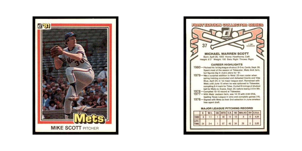 1981 Donruss Mike Scott Baseball Cards #37
