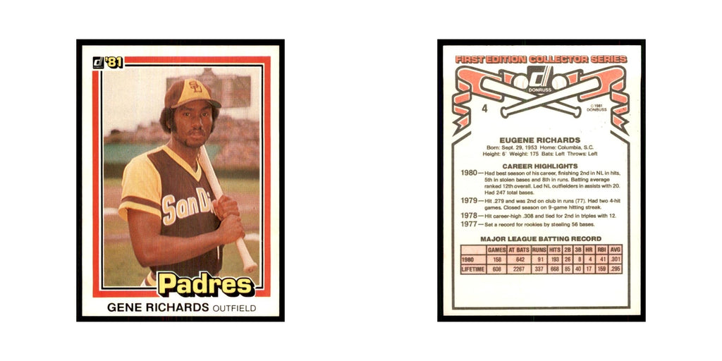1981 Donruss Gene Richards Baseball Cards #4