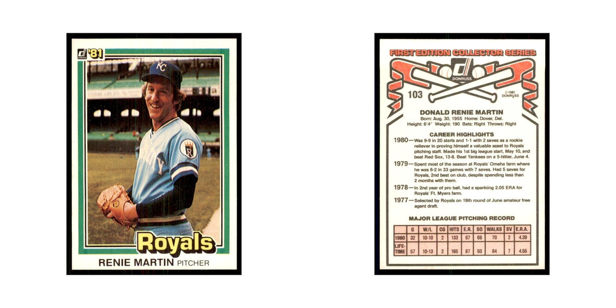 1981 Donruss Renie Martin Baseball Cards #103