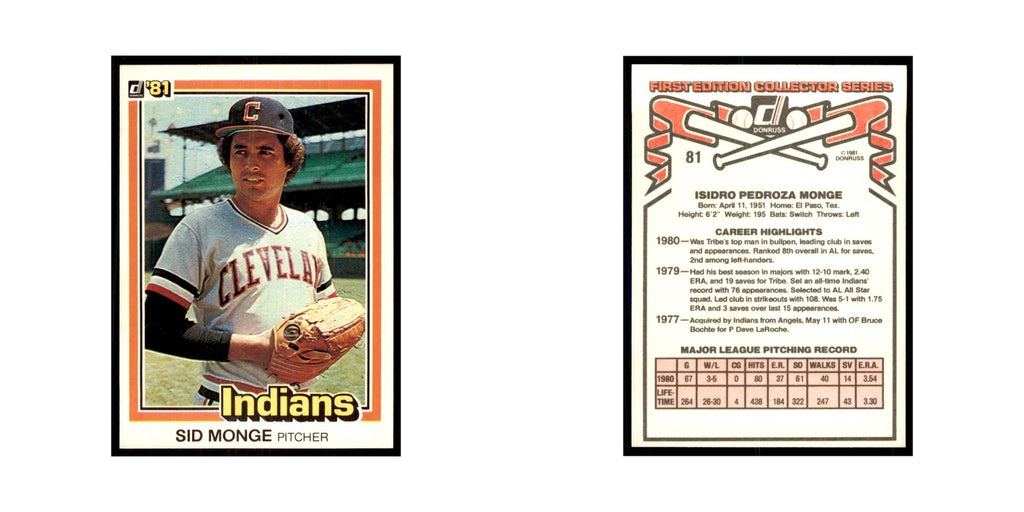 1981 Donruss Sid Monge Baseball Cards #81