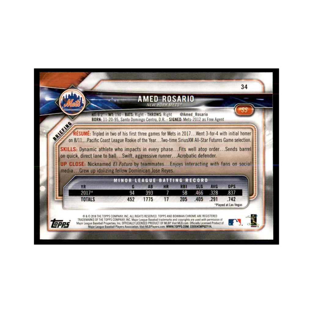 2018 Bowman Amed Rosario Baseball Cards #34