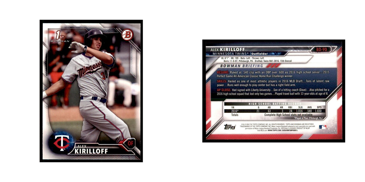 2016 Bowman Alex Kirilloff Baseball Cards #BD-90