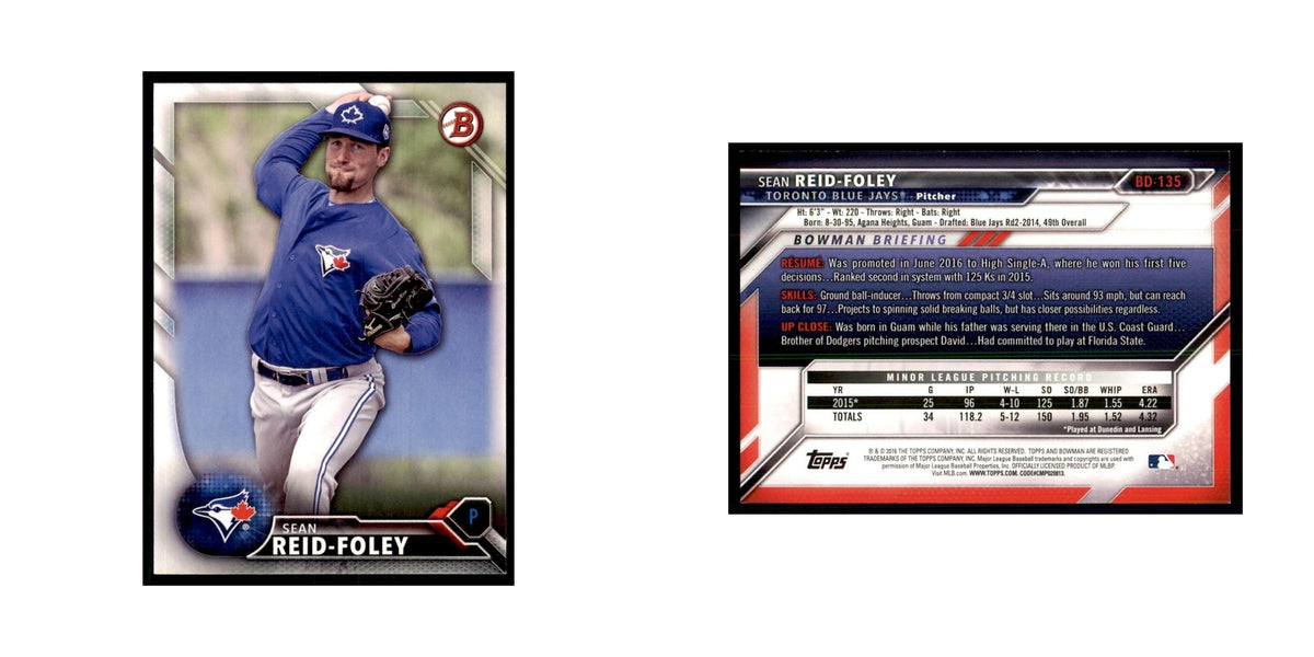 2016 Bowman Sean Reid-Foley Baseball Cards #BD-135