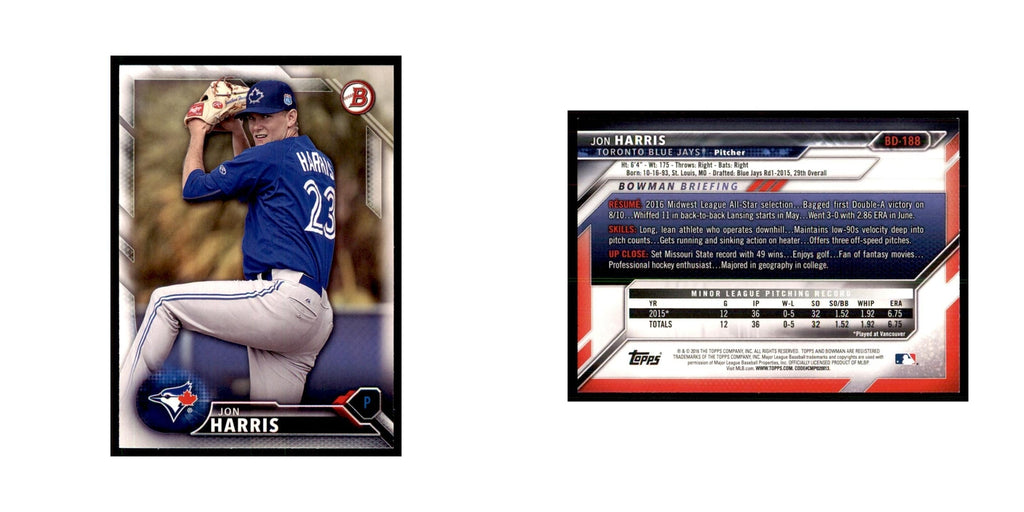 2016 Bowman Jon Harris Baseball Cards #BD-188