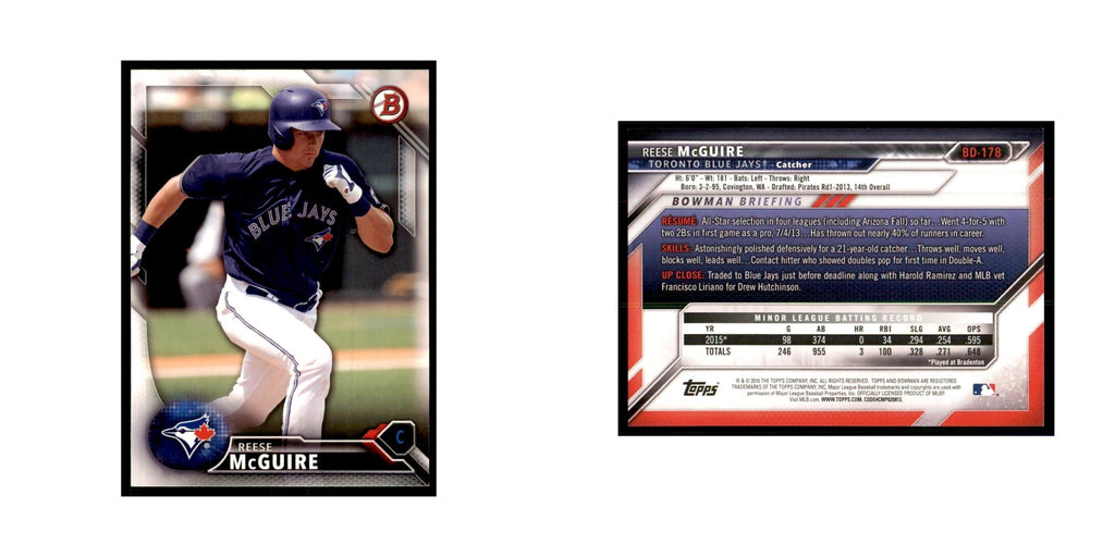 2016 Bowman Reese McGuire Baseball Cards #BD-178