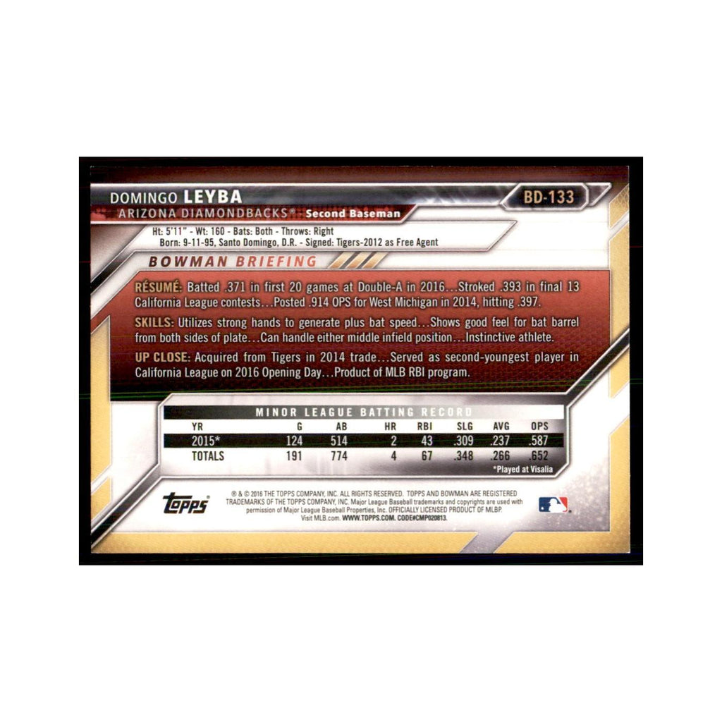 2016 Bowman Domingo Leyba Baseball Cards #BD-133