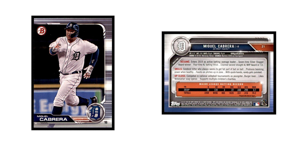 2019 Bowman Miguel Cabrera Baseball Cards #21