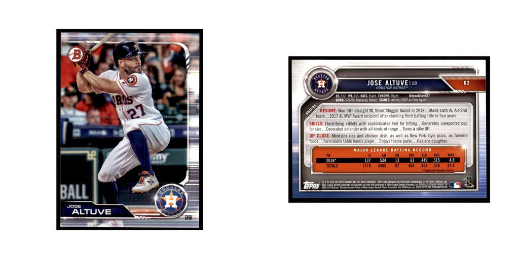 2019 Bowman Jose Altuve Baseball Cards #62