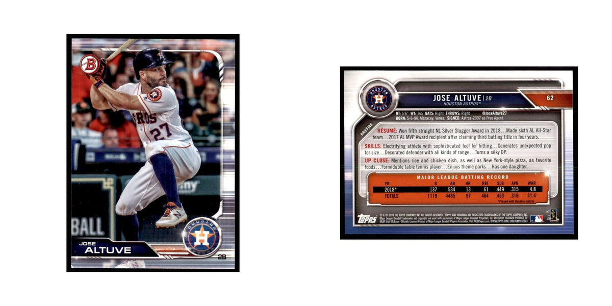 2019 Bowman Jose Altuve Baseball Cards #62