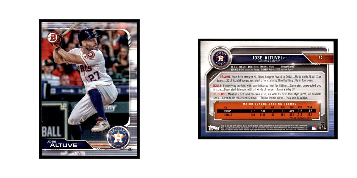 2019 Bowman Jose Altuve Baseball Cards #62