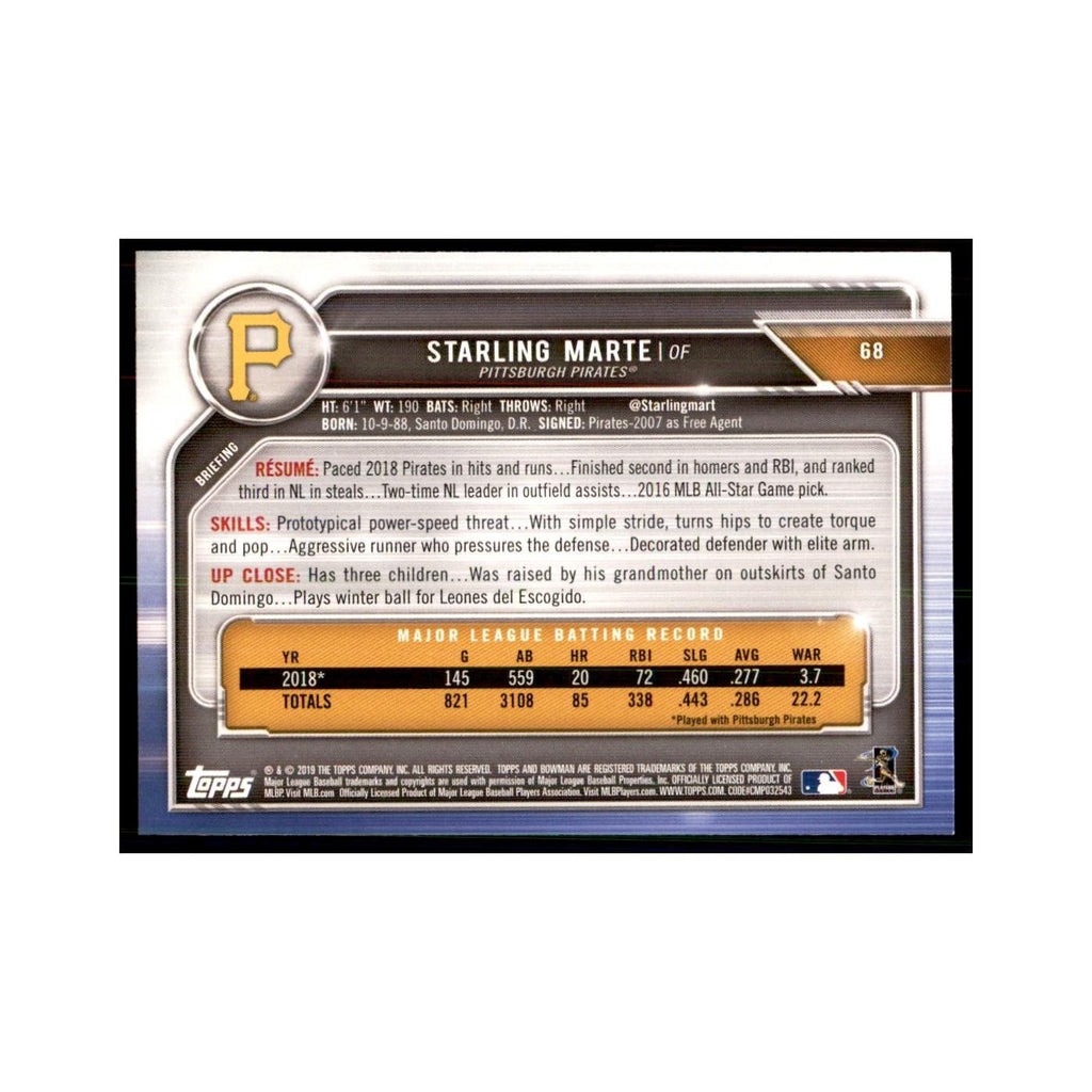 2019 Bowman Starling Marte Baseball Cards #68