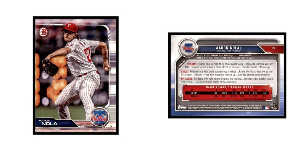 2019 Bowman Aaron Nola Baseball Cards #13